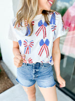 Red White & Blue Bow Tee