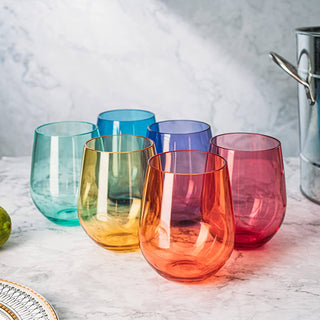 Unbreakable Colored Stemless Wine Glasses Set