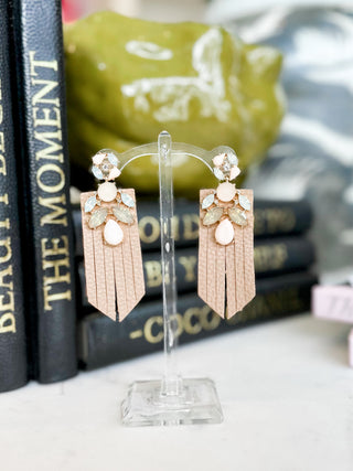 Bejeweled Leather Earrings