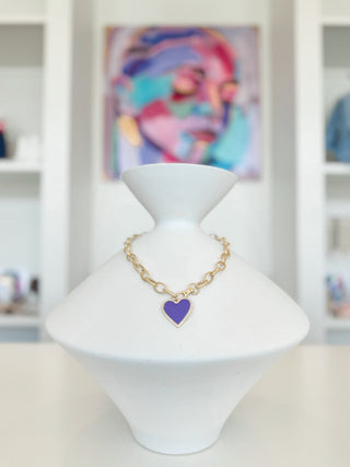 Purple Heart Chain Necklace