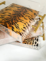 Bengal Print Acrylic Tray With Gold Handles