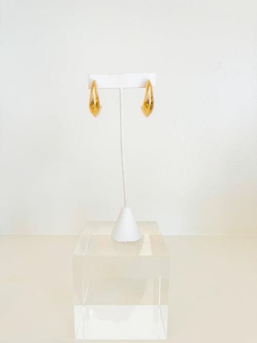 Gold Elongated Dome Earring