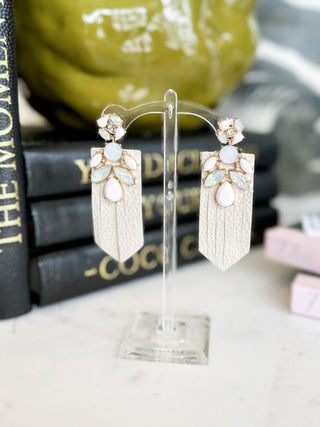 Bejeweled Leather Earrings