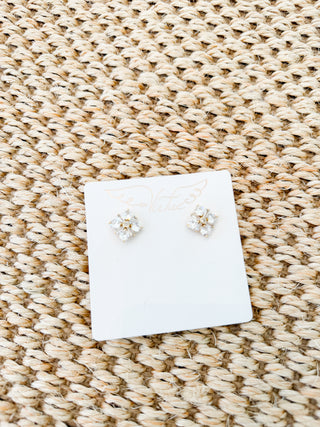 CZ Square Cross Earrings