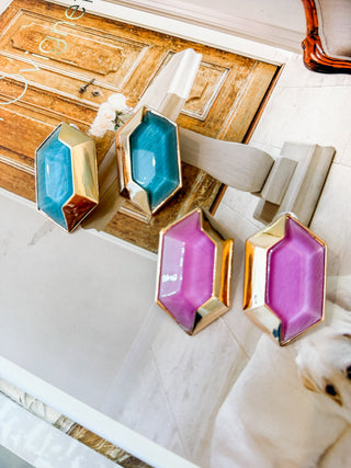 Pop of Color Gold Drop Earrings