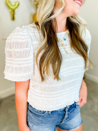 Textured In White Top