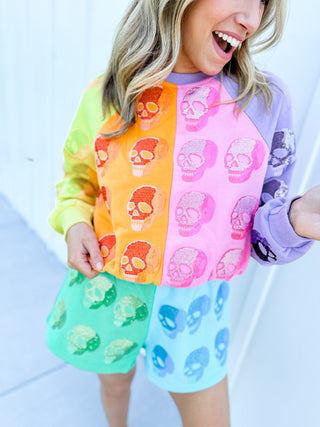 Colorblock Skull Short