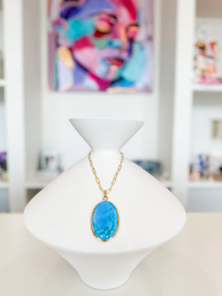 Blue Marble Pendent Necklace