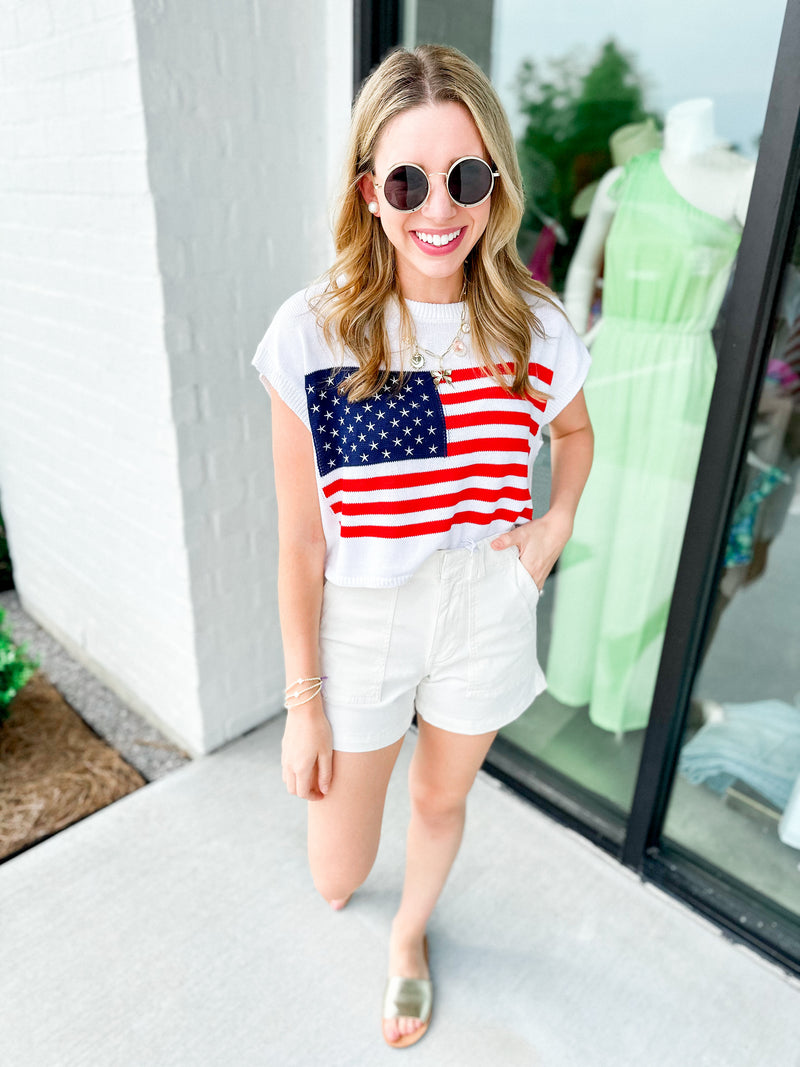 American Flag Knit Top