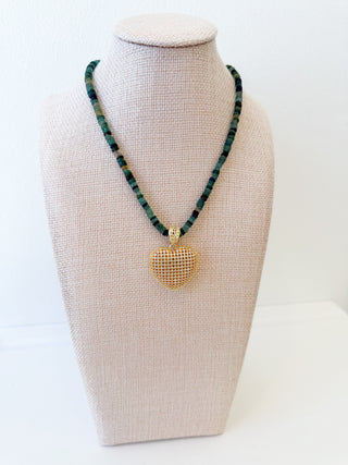 Mini Glass Filigree Heart Necklace