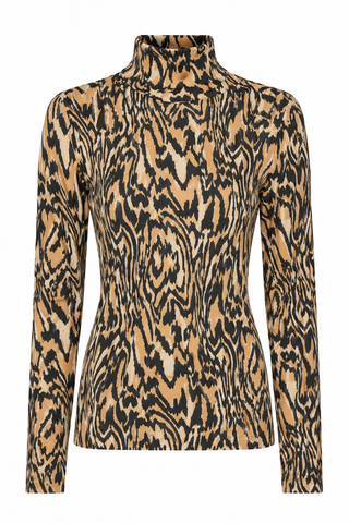 Stevie Burl Print Mock Neck Top