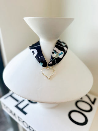 Open Pearl Heart Scarf Necklace