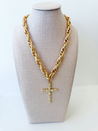 Venetian Rhinestone Cross Necklace