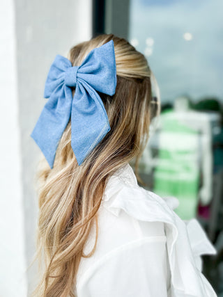 Denim Hair Bow