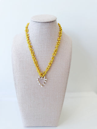 Pearl Heart Cluster Rosary Necklace