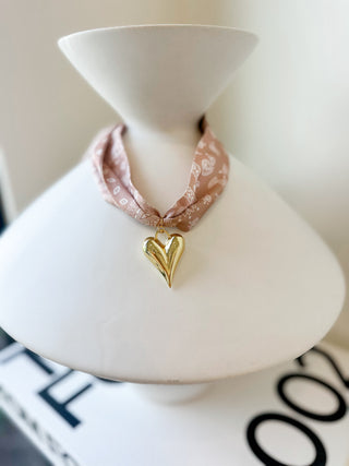 Gold Heart Scarf Necklace
