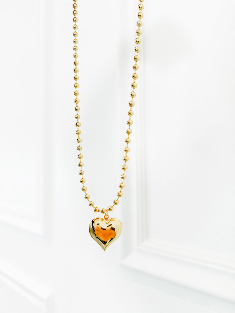 Gold Heart Beaded Necklace