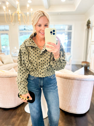 Dotted Charm Funnel Neck Jacket