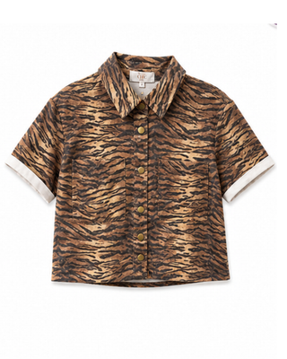Tiger's Eye Cropped Denim Jacket