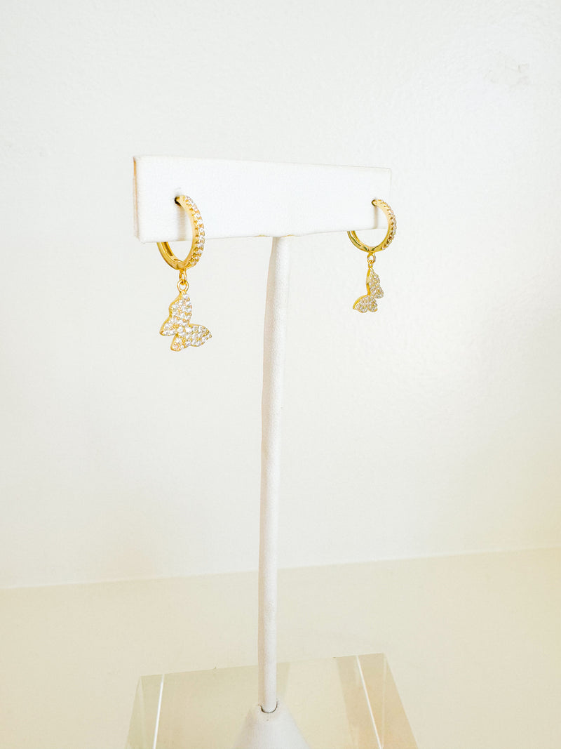 Gold Plated Butterfly Charm Earring