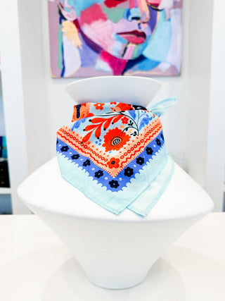 Aqua Floral Bandana