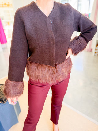 Bon Vivant Fur Trim Cardigan