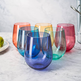 Unbreakable Colored Stemless Wine Glasses Set