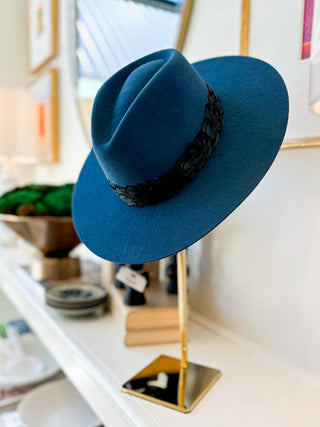 Navy Feather Hat