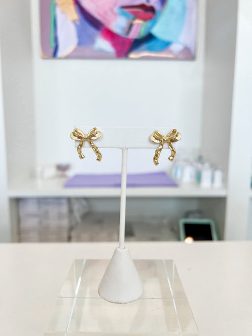 Thick Gold Bow Earring