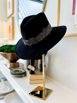 Black Suede Feather Hat
