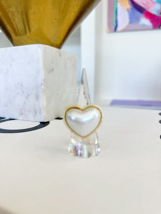 Heart Puff Pearl Ring