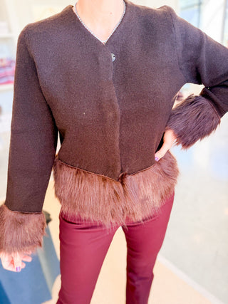 Bon Vivant Fur Trim Cardigan
