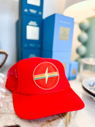 Red Electric Rainbow Trucker Hat