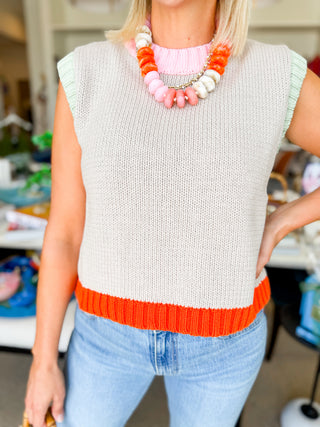 Sunset Hour Color-Block Sleeveless Knit Top