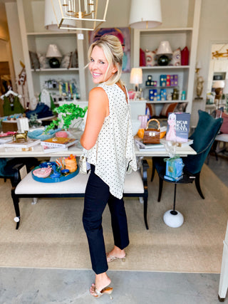 Polka Dot Dreams Draped High-Neck Top