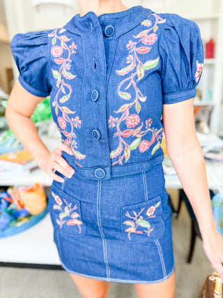 Coco Embroidered Denim Top