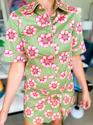Sage Twiggy Floral Skirt