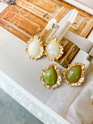 Teardrop Stone Stud Earrings