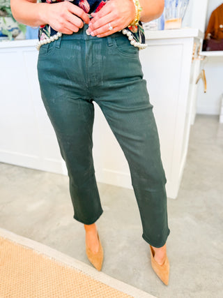 Evergreen Coated Crop Jean