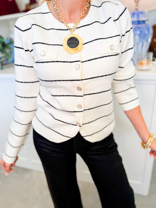 Marlow Stripe Sweater Cardigan