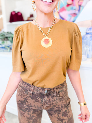 Copper Kettle Puff Sleeve Knit Top