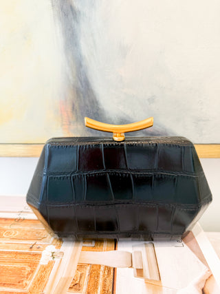 Crocodile-Embossed Clutch