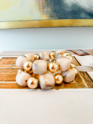 Two-Row Square Bead Stretch Bracelet