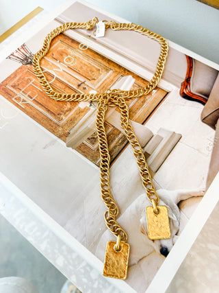 Vintage Gold Bar Lariat Necklace