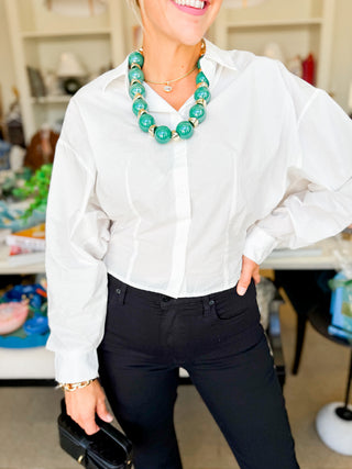 Ivory Cinch Cropped Shirt