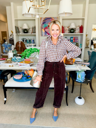 Cocoa Gingham Ruffle Shirt