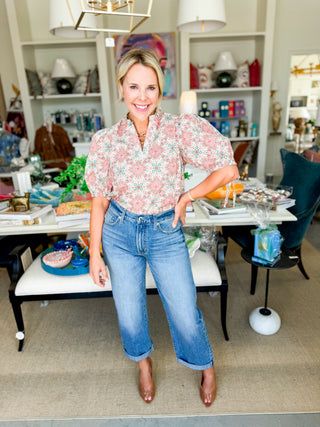 Golden Bloom Geo Floral Blouse