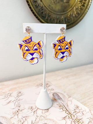 Vintage Mike Tiger Head Drop Earrings