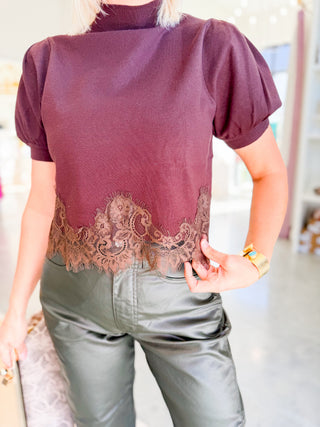 Cocoa Lace Knit Top