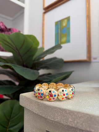 Jeweled Disc Stretch Bracelet